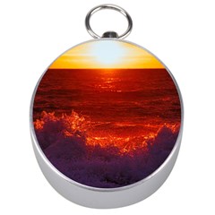 Sea Beach Sunset Sunrise Twilight Silver Compasses by Vaneshop