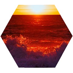 Sea Beach Sunset Sunrise Twilight Wooden Puzzle Hexagon by Vaneshop