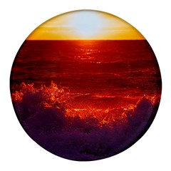 Sea Beach Sunset Sunrise Twilight Round Glass Fridge Magnet (4 Pack)