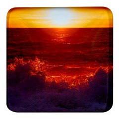 Sea Beach Sunset Sunrise Twilight Square Glass Fridge Magnet (4 Pack)