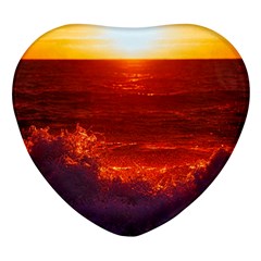 Sea Beach Sunset Sunrise Twilight Heart Glass Fridge Magnet (4 Pack) by Vaneshop