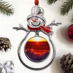 Sea Beach Sunset Sunrise Twilight Metal Snowman Ornament