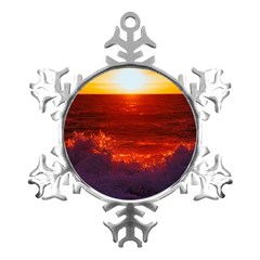 Sea Beach Sunset Sunrise Twilight Metal Small Snowflake Ornament