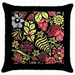 Flower Leaves Floral Flora Nature Throw Pillow Case (black) by Vaneshop