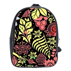 Flower Leaves Floral Flora Nature School Bag (large) by Vaneshop