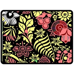 Flower Leaves Floral Flora Nature Fleece Blanket (large) by Vaneshop