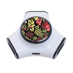 Flower Leaves Floral Flora Nature 3-port Usb Hub by Vaneshop