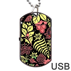 Flower Leaves Floral Flora Nature Dog Tag Usb Flash (two Sides) by Vaneshop