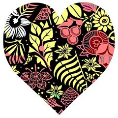 Flower Leaves Floral Flora Nature Wooden Puzzle Heart by Vaneshop