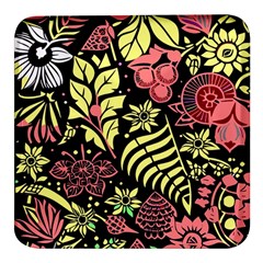 Flower Leaves Floral Flora Nature Square Glass Fridge Magnet (4 Pack)