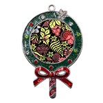 Flower Leaves Floral Flora Nature Metal X Mas Lollipop with Crystal Ornament Front