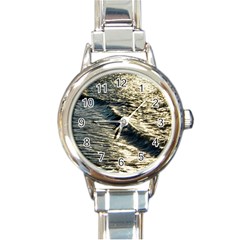 Wave Water Surface Sea Ocean Liquid Round Italian Charm Watch