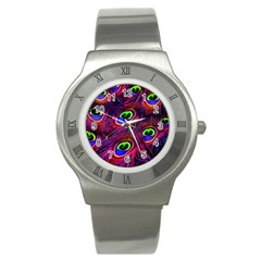 Peacock Feathers Color Plumage Stainless Steel Watch by Celenk