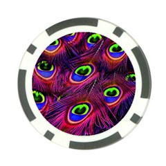 Peacock Feathers Color Plumage Poker Chip Card Guard by Celenk