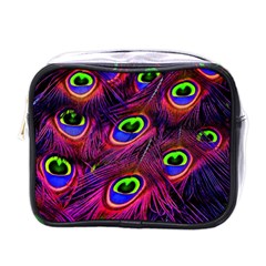 Peacock Feathers Color Plumage Mini Toiletries Bag (one Side) by Celenk