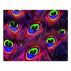 Peacock Feathers Color Plumage Two Sides Premium Plush Fleece Blanket (large) by Celenk