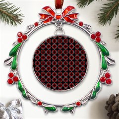 Pattern Design Artistic Decor Metal X mas Wreath Ribbon Ornament by Celenk