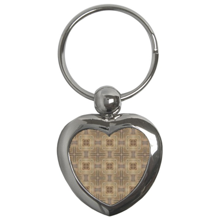 Abstract Wood Design Floor Texture Key Chain (Heart)