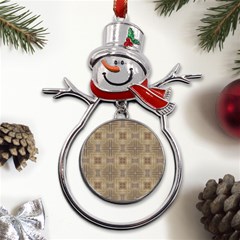 Abstract Wood Design Floor Texture Metal Snowman Ornament by Celenk