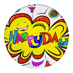 Happy Happiness Child Smile Joy Round Glass Fridge Magnet (4 Pack)