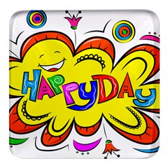 Happy Happiness Child Smile Joy Square Glass Fridge Magnet (4 Pack) by Celenk