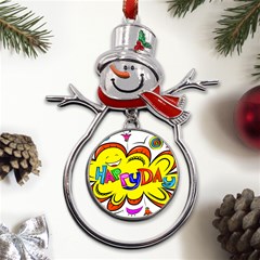 Happy Happiness Child Smile Joy Metal Snowman Ornament