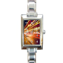 Telephone Box London Night Rectangle Italian Charm Watch by Uceng