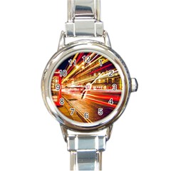 Telephone Box London Night Round Italian Charm Watch by Uceng