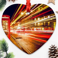 Telephone Box London Night Ornament (heart)