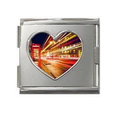 Telephone Box London Night Mega Link Heart Italian Charm (18mm) by Uceng