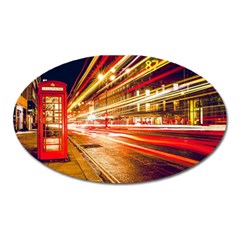 Telephone Box London Night Oval Magnet by Uceng