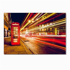 Telephone Box London Night Postcard 4 x 6  (pkg Of 10) by Uceng