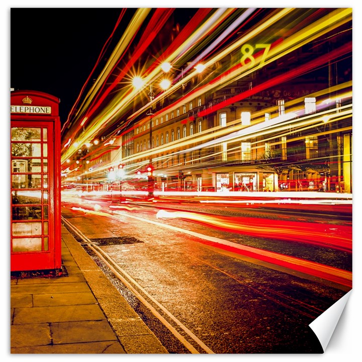 Telephone Box London Night Canvas 20  x 20 