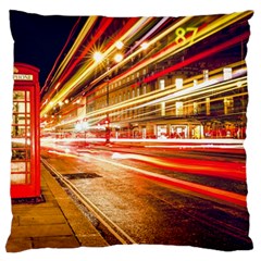 Telephone Box London Night Large Cushion Case (two Sides) by Uceng