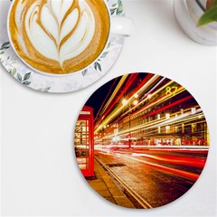 Telephone Box London Night Uv Print Round Tile Coaster by Uceng