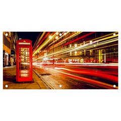 Telephone Box London Night Banner And Sign 4  X 2  by Uceng