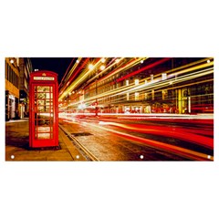 Telephone Box London Night Banner And Sign 8  X 4  by Uceng