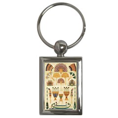 Egyptian Paper Papyrus Hieroglyphs Key Chain (rectangle) by Vaneshop