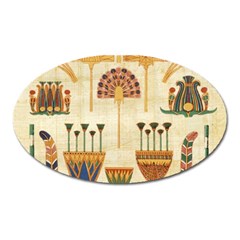 Egyptian Paper Papyrus Hieroglyphs Oval Magnet by Vaneshop