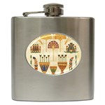 Egyptian Paper Papyrus Hieroglyphs Hip Flask (6 oz) Front