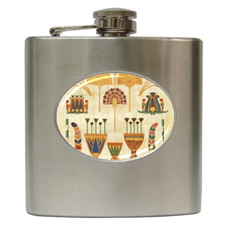 Egyptian Paper Papyrus Hieroglyphs Hip Flask (6 oz)