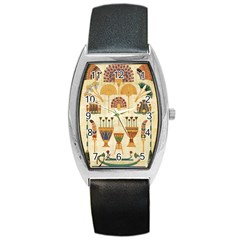 Egyptian Paper Papyrus Hieroglyphs Barrel Style Metal Watch by Vaneshop