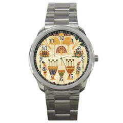 Egyptian Paper Papyrus Hieroglyphs Sport Metal Watch by Vaneshop