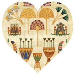 Egyptian Paper Papyrus Hieroglyphs Wooden Puzzle Heart by Vaneshop