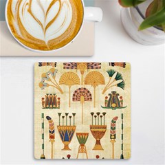 Egyptian Paper Papyrus Hieroglyphs Uv Print Square Tile Coaster  by Vaneshop