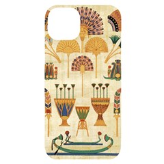 Egyptian Paper Papyrus Hieroglyphs Iphone 14 Plus Black Uv Print Case by Vaneshop