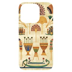 Egyptian Paper Papyrus Hieroglyphs Iphone 14 Pro Black Uv Print Case