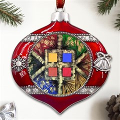 Acrylic Painting  Metal Snowflake And Bell Red Ornament