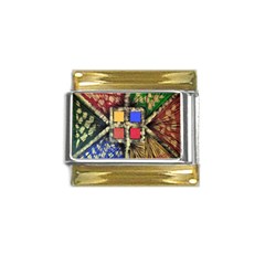 Acrylic Abstract Art Design  Gold Trim Italian Charm (9mm) by Rbudhiya