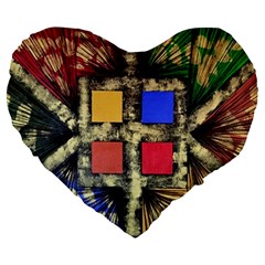 Acrylic Abstract Art Design  Large 19  Premium Heart Shape Cushions by Rbudhiya